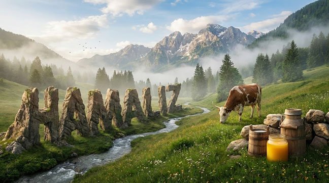 Natural dairy scene representing Hamaliz pure desi butter